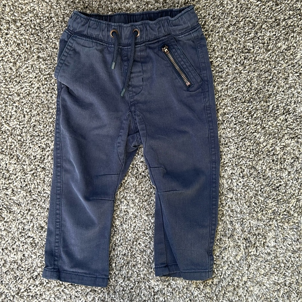 Cat & Jack toddler boy 18 months baby blue pants with zipper pocket details